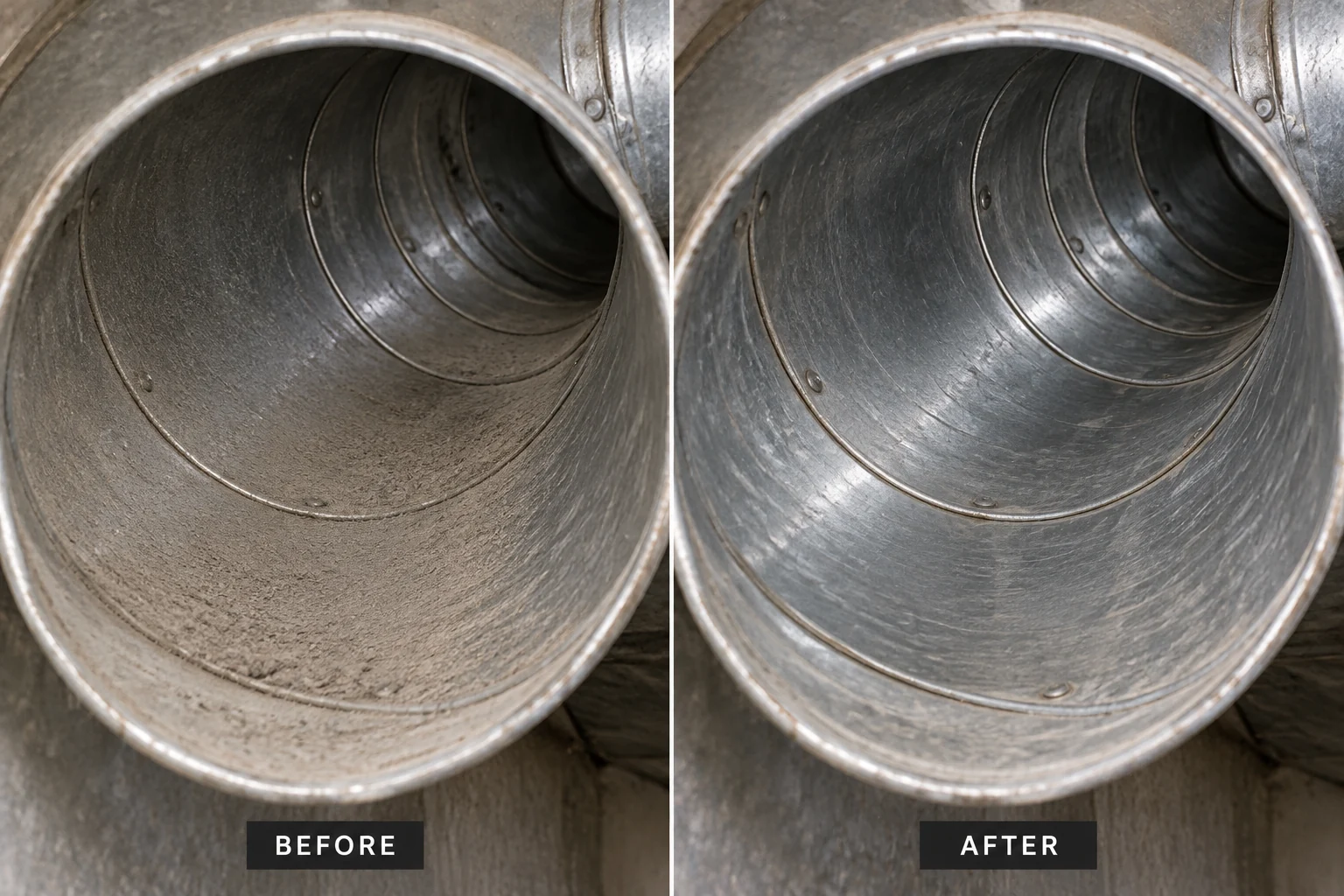 AI generated before and after illustration for air-duct-cleaning; not a customer job